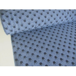 French Terry - Kronen jeansblau meliert